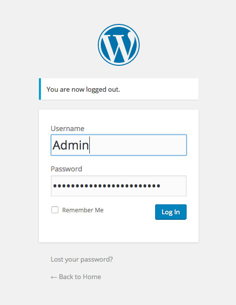 Wordpress admin screen